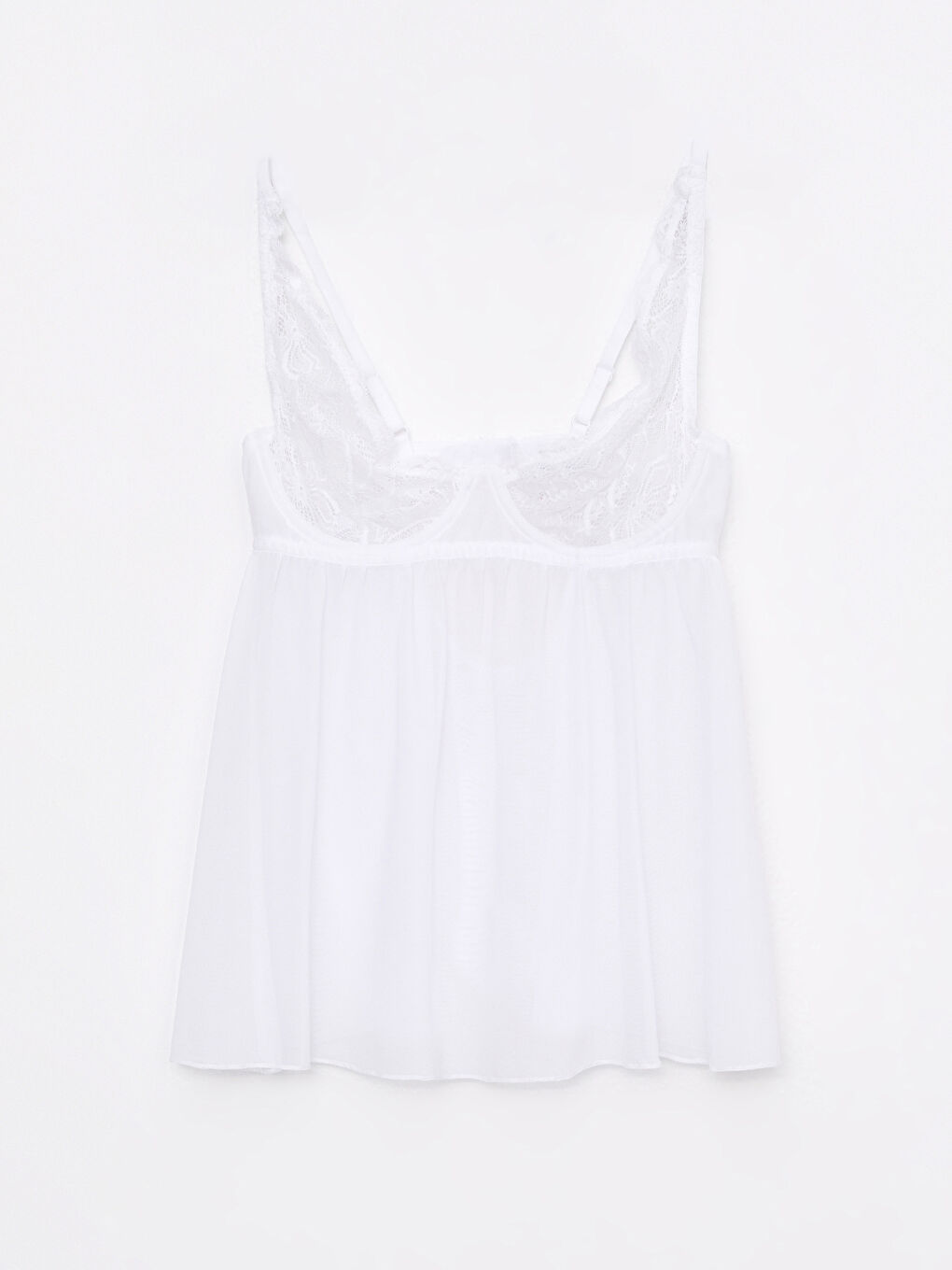 LCW DREAM Beyaz Dolgusuz Dantelli Babydoll