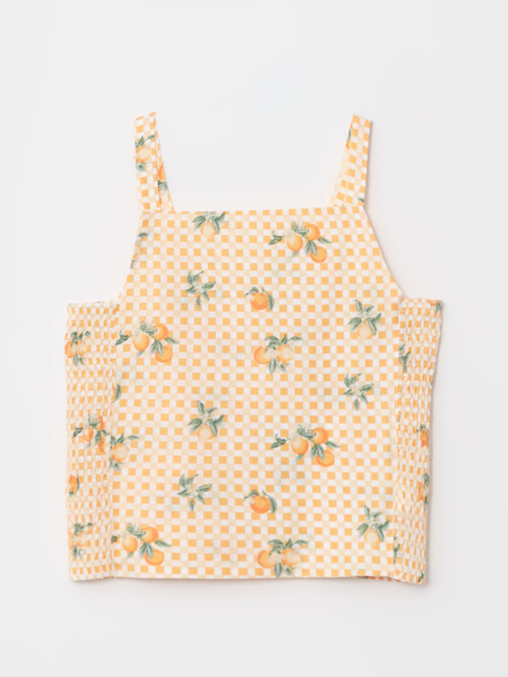 Square Collar Patterned Strap Girls' Blouse and Short Skirt-1