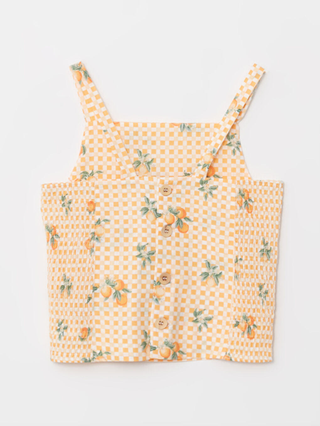 Square Collar Patterned Strap Girls' Blouse and Short Skirt-2