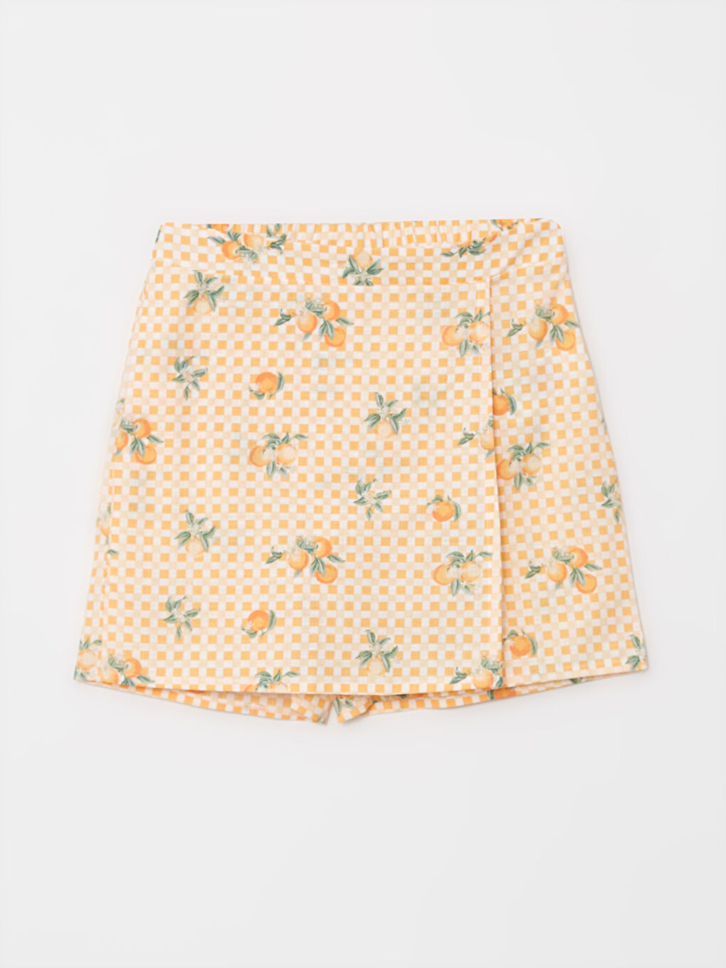 Square Collar Patterned Strap Girls' Blouse and Short Skirt-3