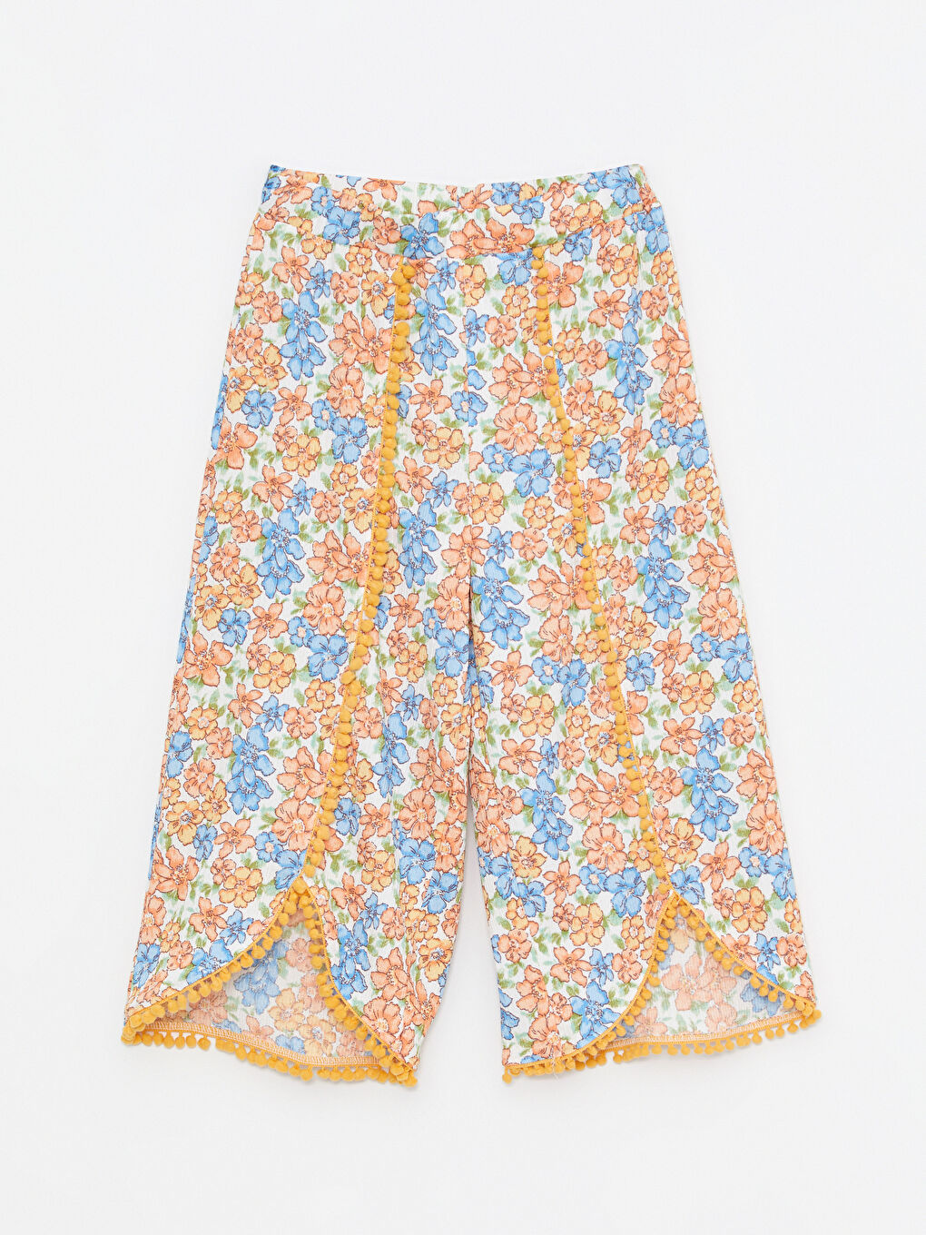 Karışık Beli Lastikli Desenli Kız Çocuk Kapri