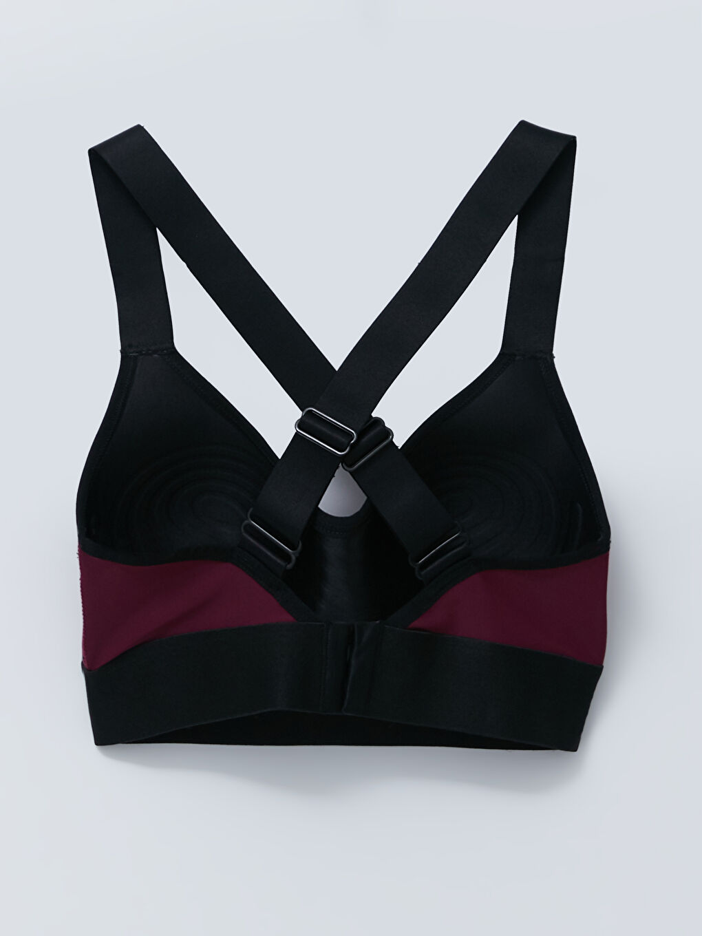 Bordo U Yaka Renk Bloklu Destekli Kadın Spor Büstiyer-6