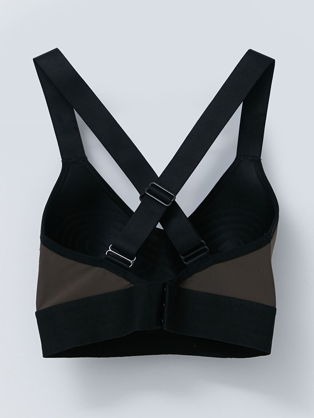 Haki U Yaka Renk Bloklu Destekli Kadın Spor Büstiyer-6