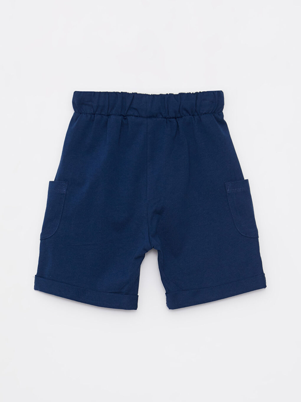 İndigo Beli Lastikli Basic Pamuklu Erkek Bebek Şort-1