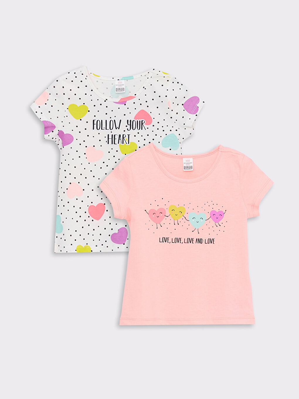 Crew Neck Short Sleeve Printed Baby Girl T-Shirt 2 Pieces