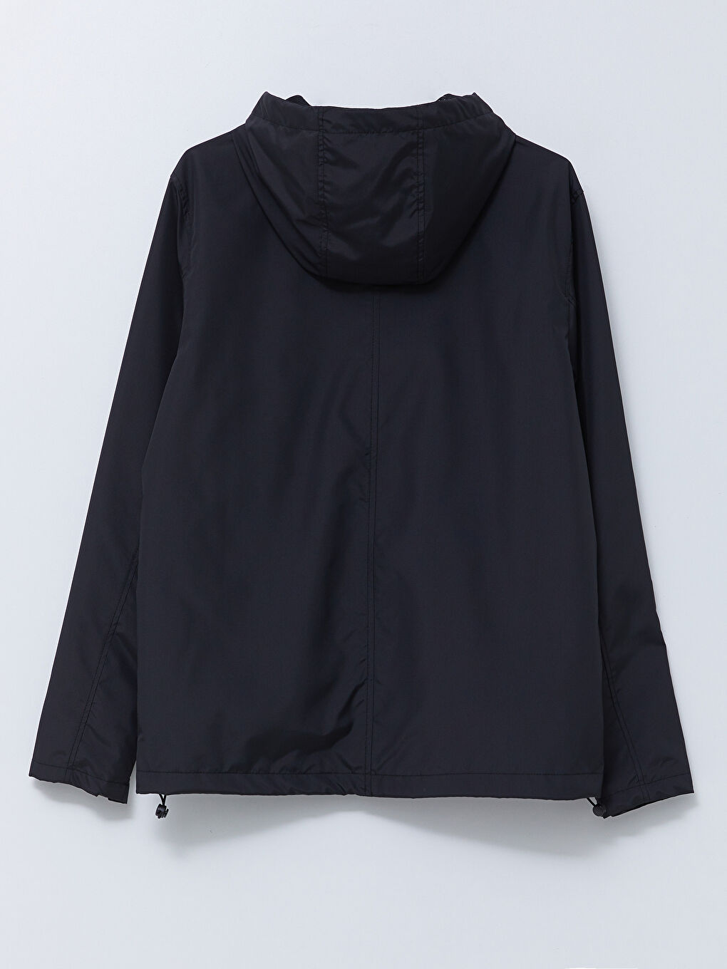 Siyah Standart Kalıp Kapüşonlu Erkek Yağmurluk-6