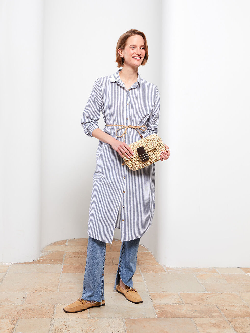 LC Waikiki Striped Women's Shirt Tunic -S2HK09Z8-LGS