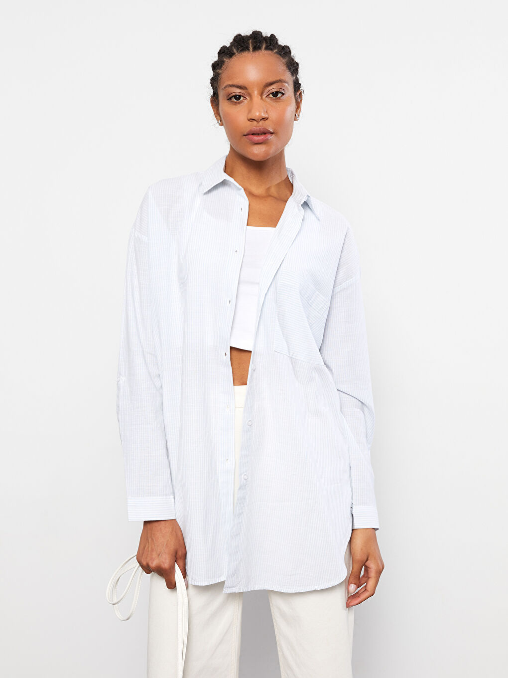 Tunică Cămașă Vărgată pentru Femei-1