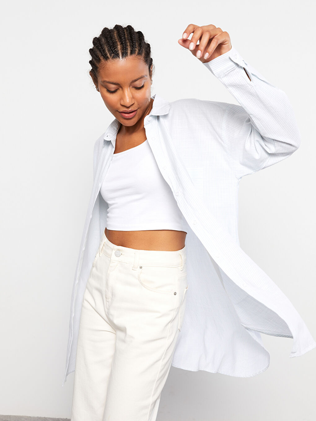 Tunică Cămașă Vărgată pentru Femei-2