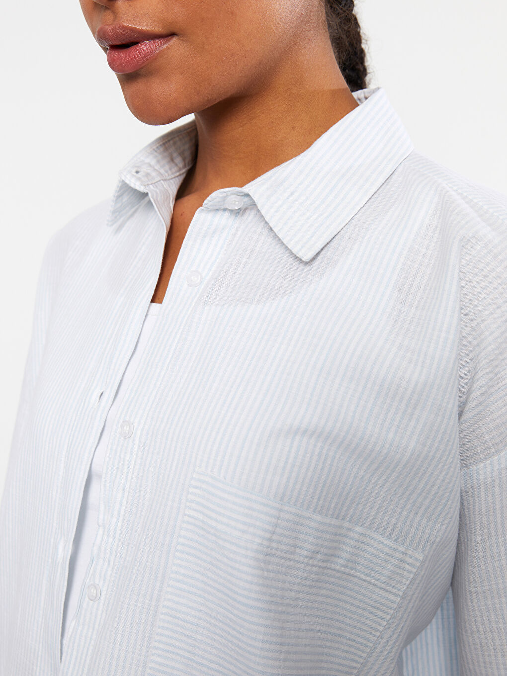 Tunică Cămașă Vărgată pentru Femei-3