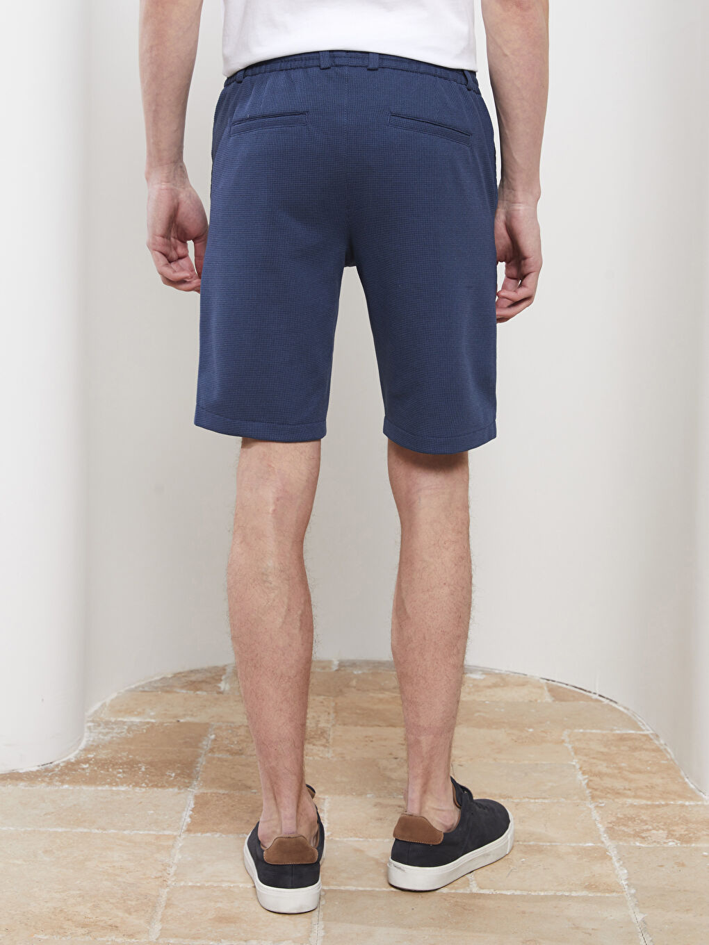 İndigo Slim Fit Dokulu Erkek Şort-4