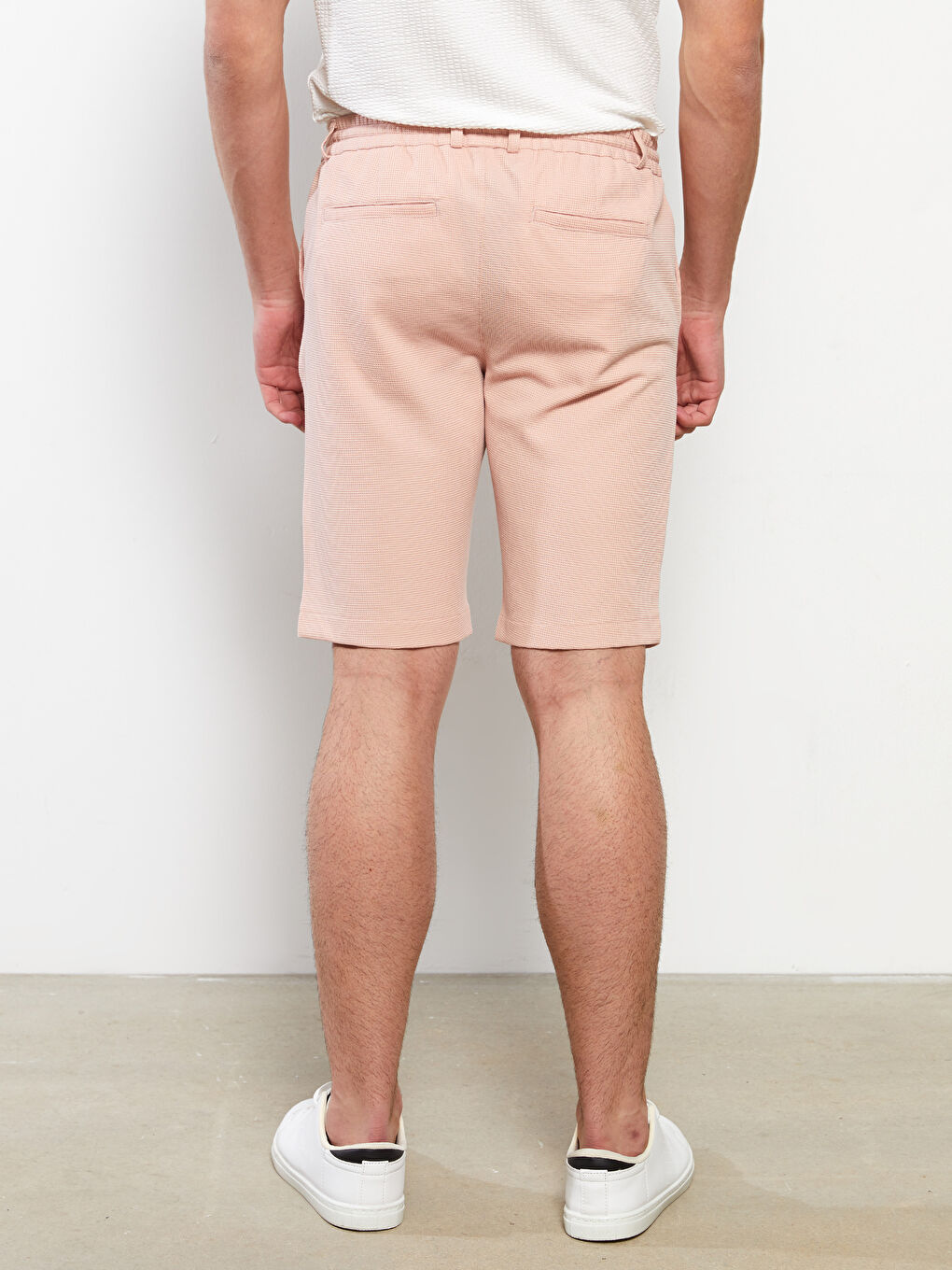 Pembe Slim Fit Dokulu Erkek Şort-3