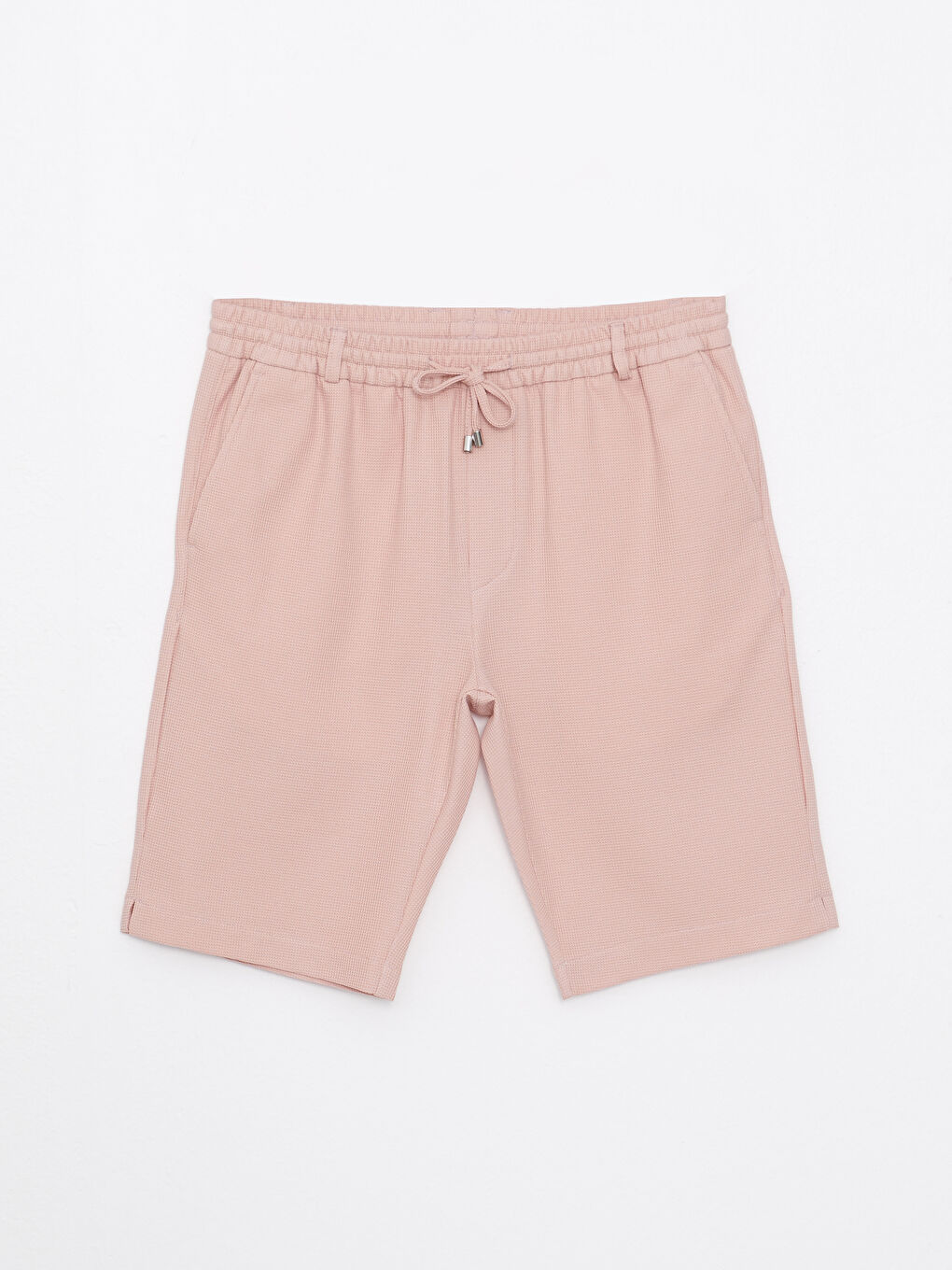 Pembe Slim Fit Dokulu Erkek Şort-5