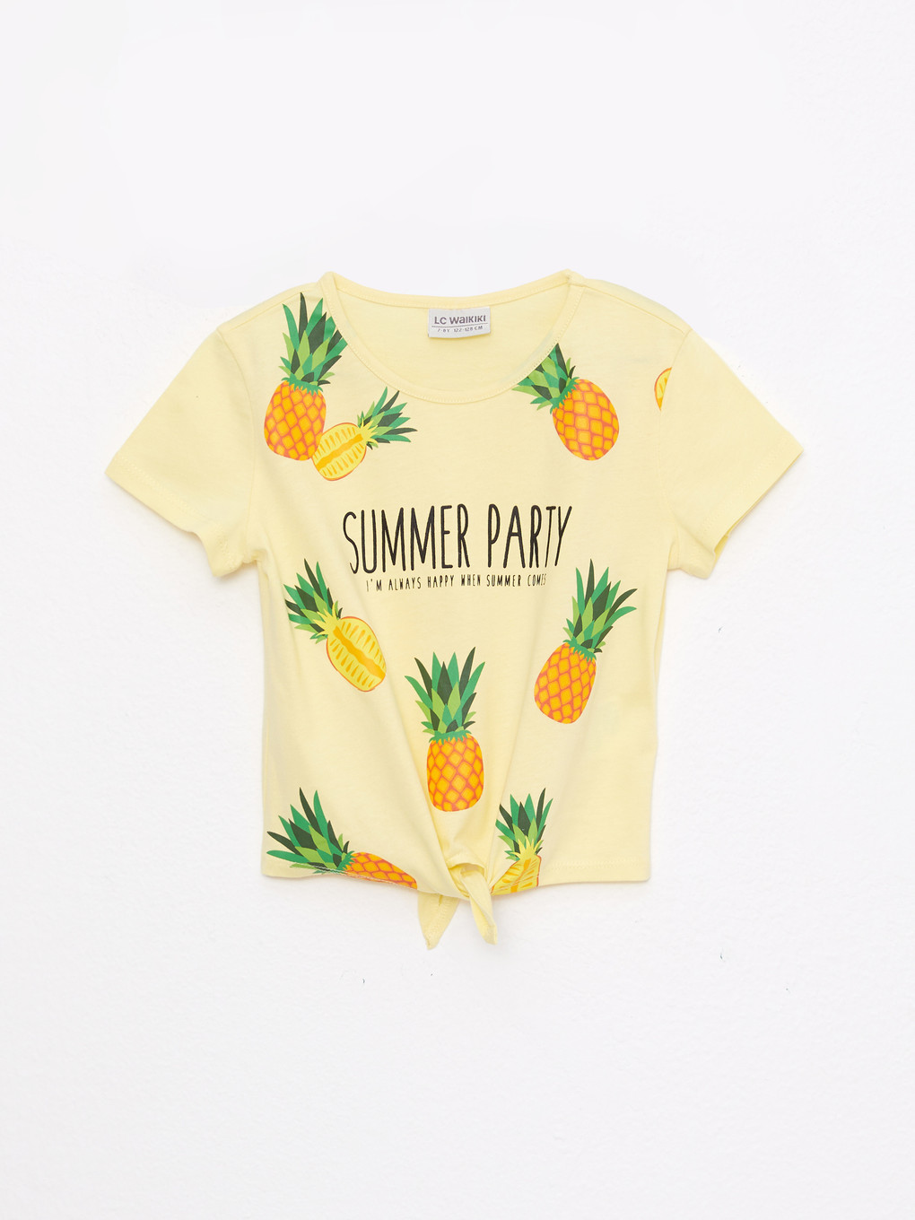 Crew Neck Printed Short Sleeve Cotton Girl T-shirt