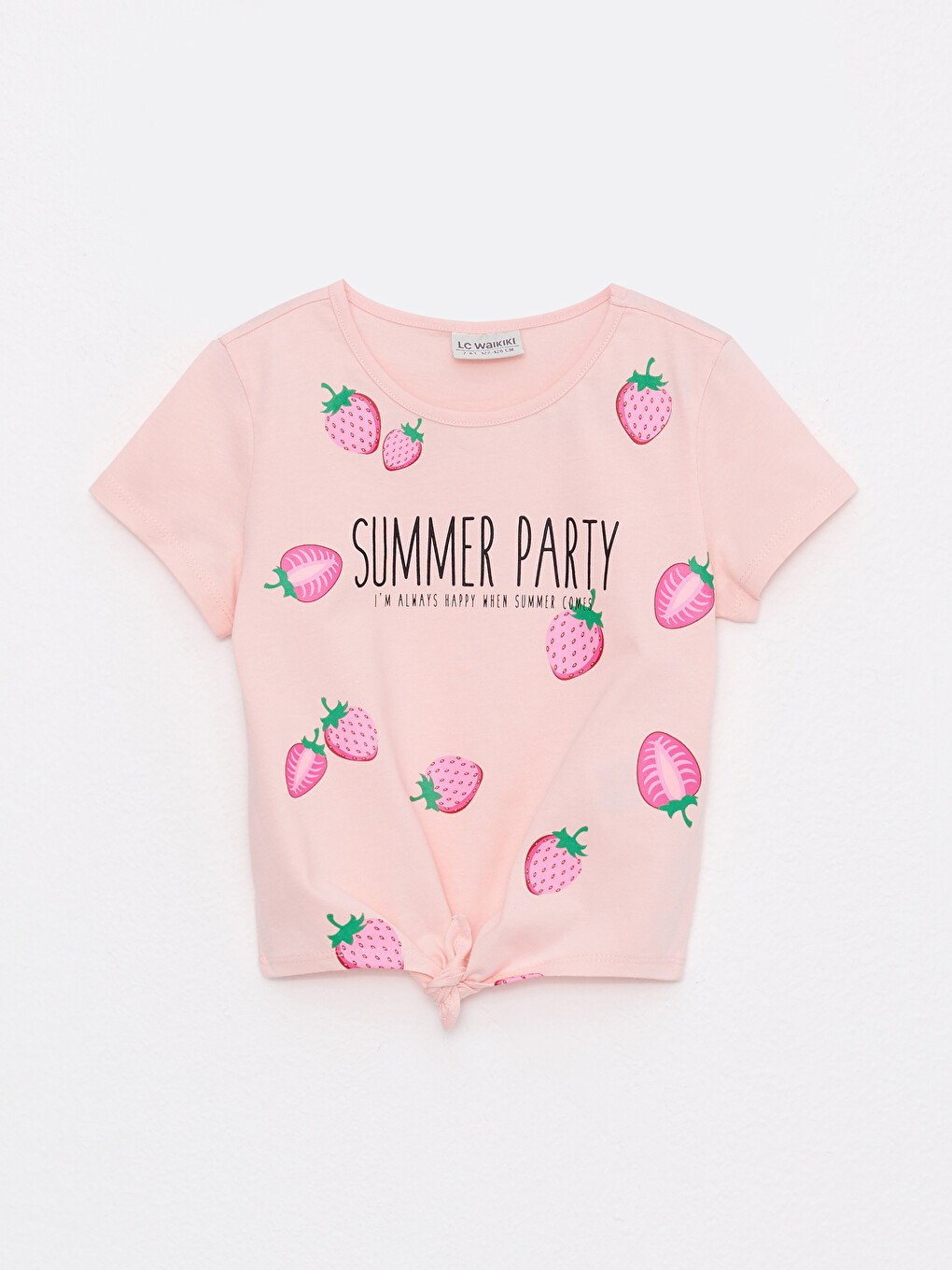 T-shirt Fille en Coton à Manches Courtes Imprimé Col Rond