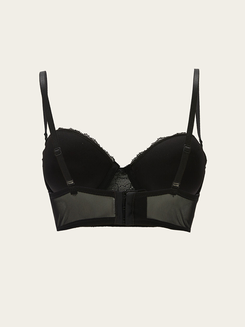 Siyah Balenli Yarım Dolgulu Dantelli Fantezi Balkonet Sütyen-1