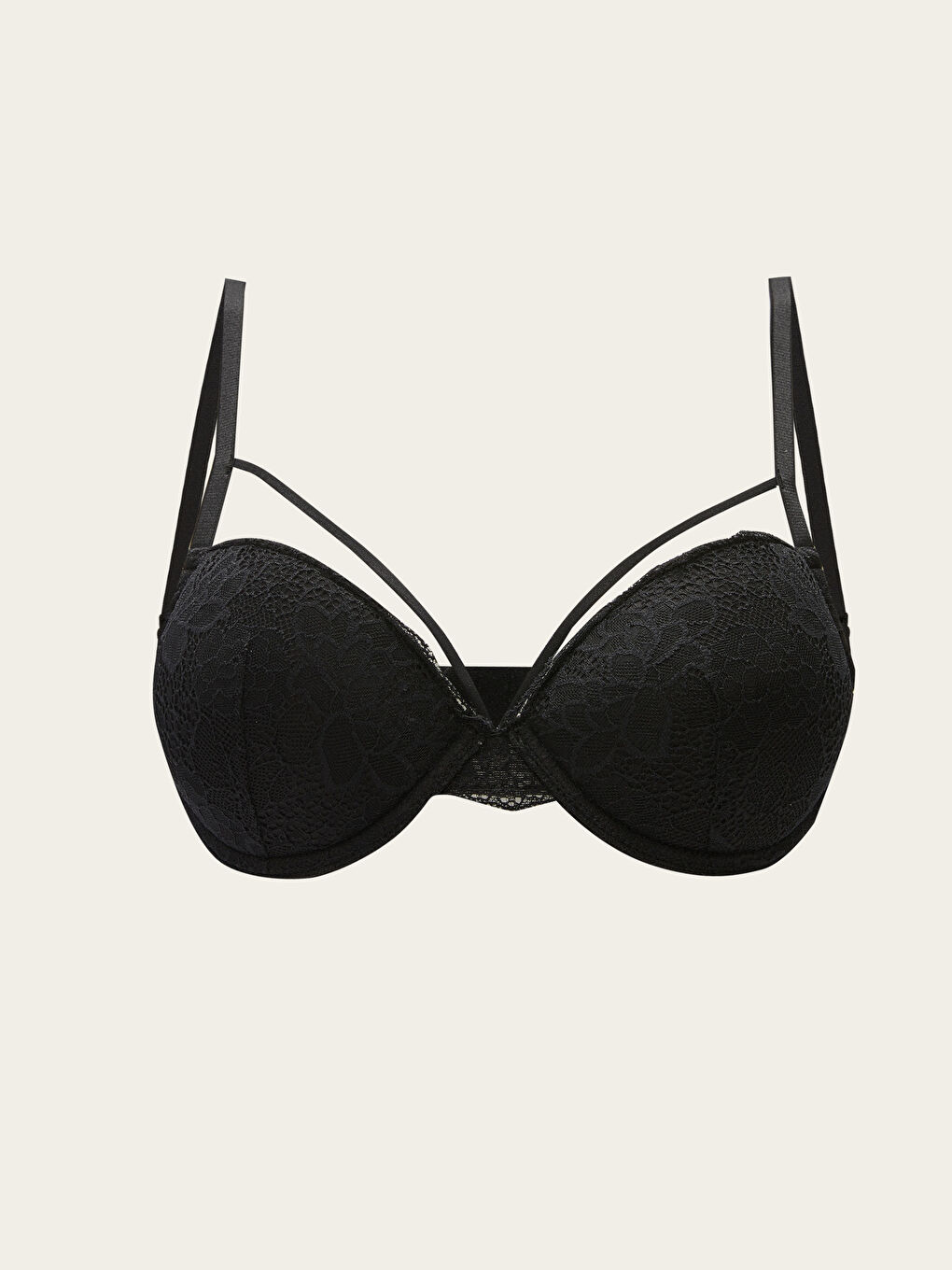 Siyah Balenli Dolgusuz Dantelli Fantezi Sütyen