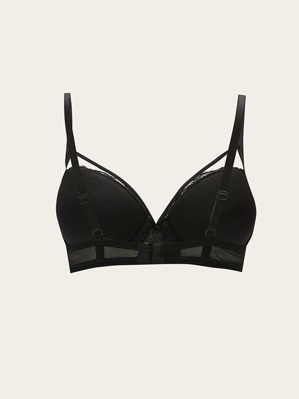 Siyah Balenli Dolgusuz Dantelli Fantezi Sütyen-1