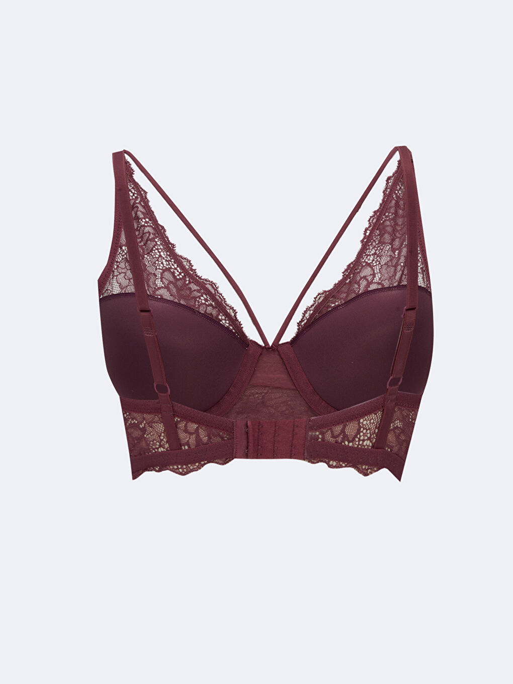 Mürdüm Balenli Yarım Dolgulu Dantelli Bralet-1