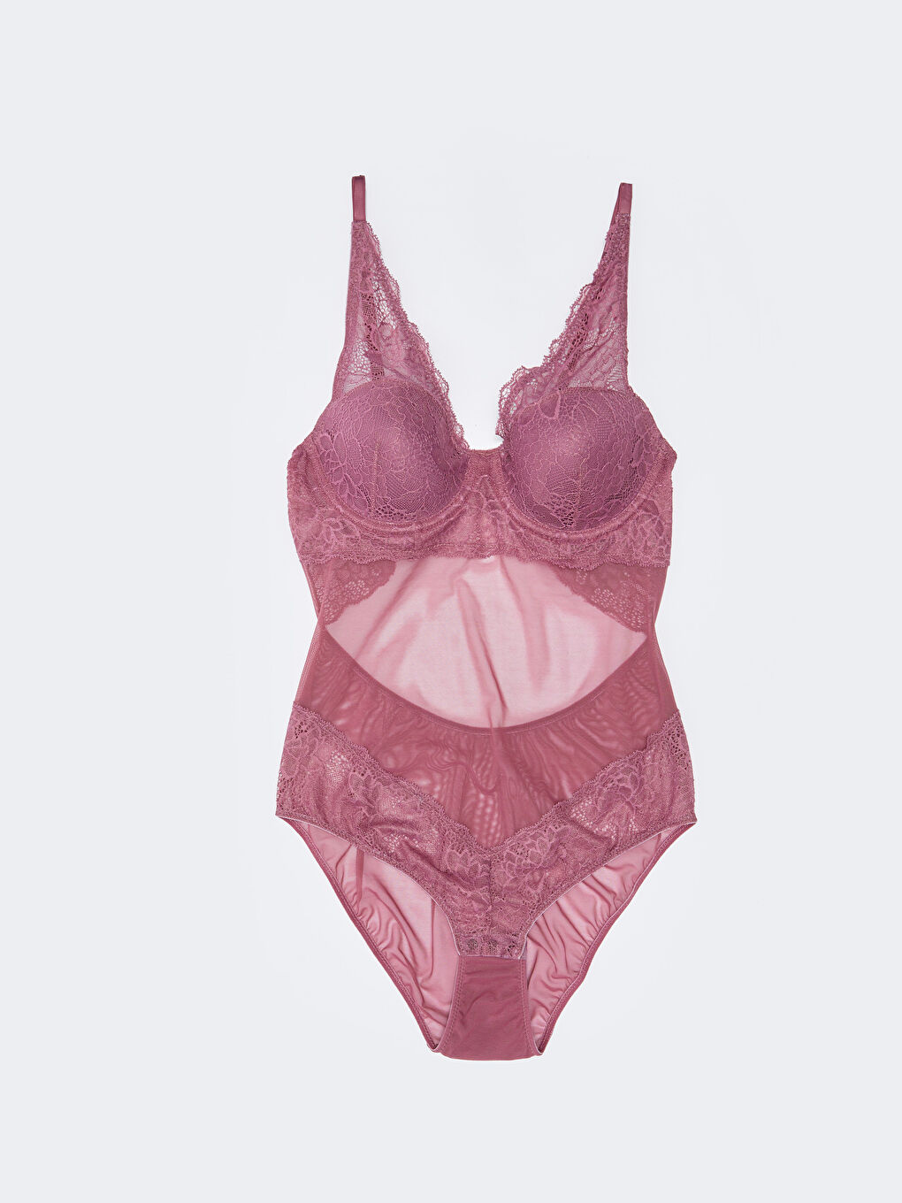 LCW DREAM Mürdüm V Yaka Dantelli Bodysuit