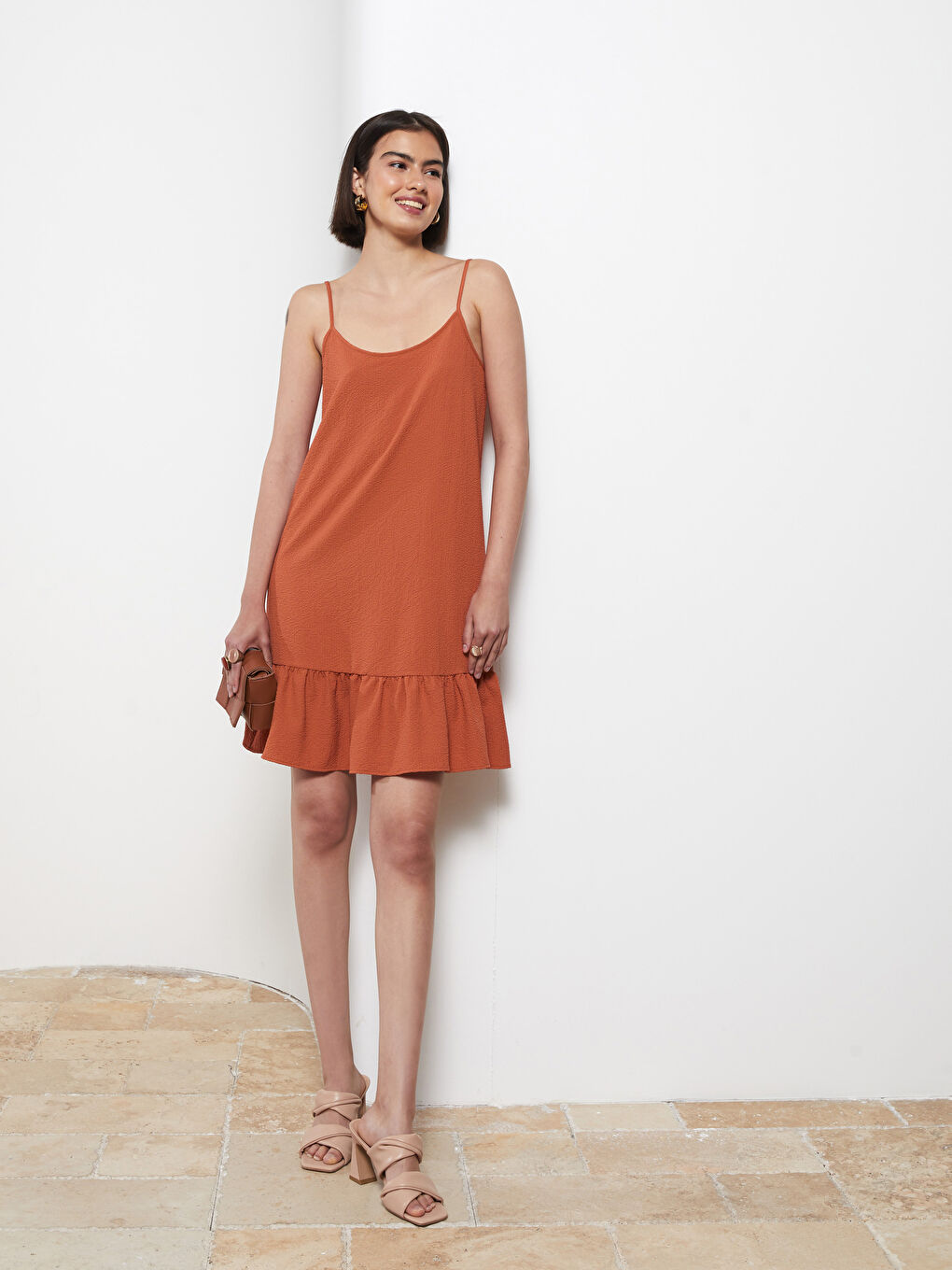 U Neck Straight Strap A Cut Women's Dress -S2HL37Z8-GU7