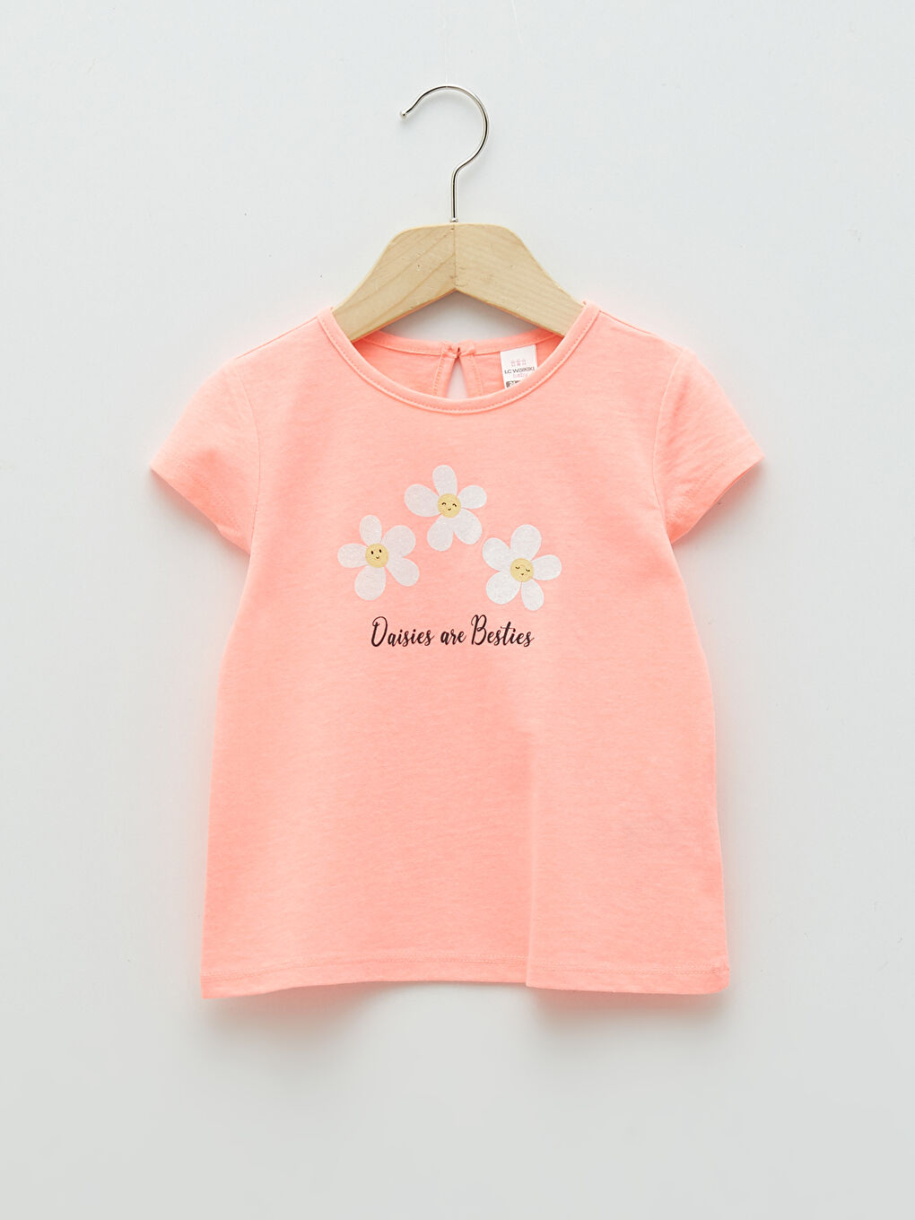 تيشيرت للبنات الرضع كم قصير مطبوع بياقة دائرية