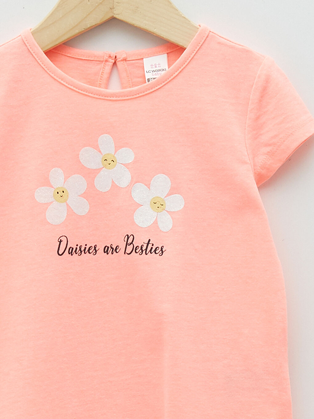 تيشيرت للبنات الرضع كم قصير مطبوع بياقة دائرية-2