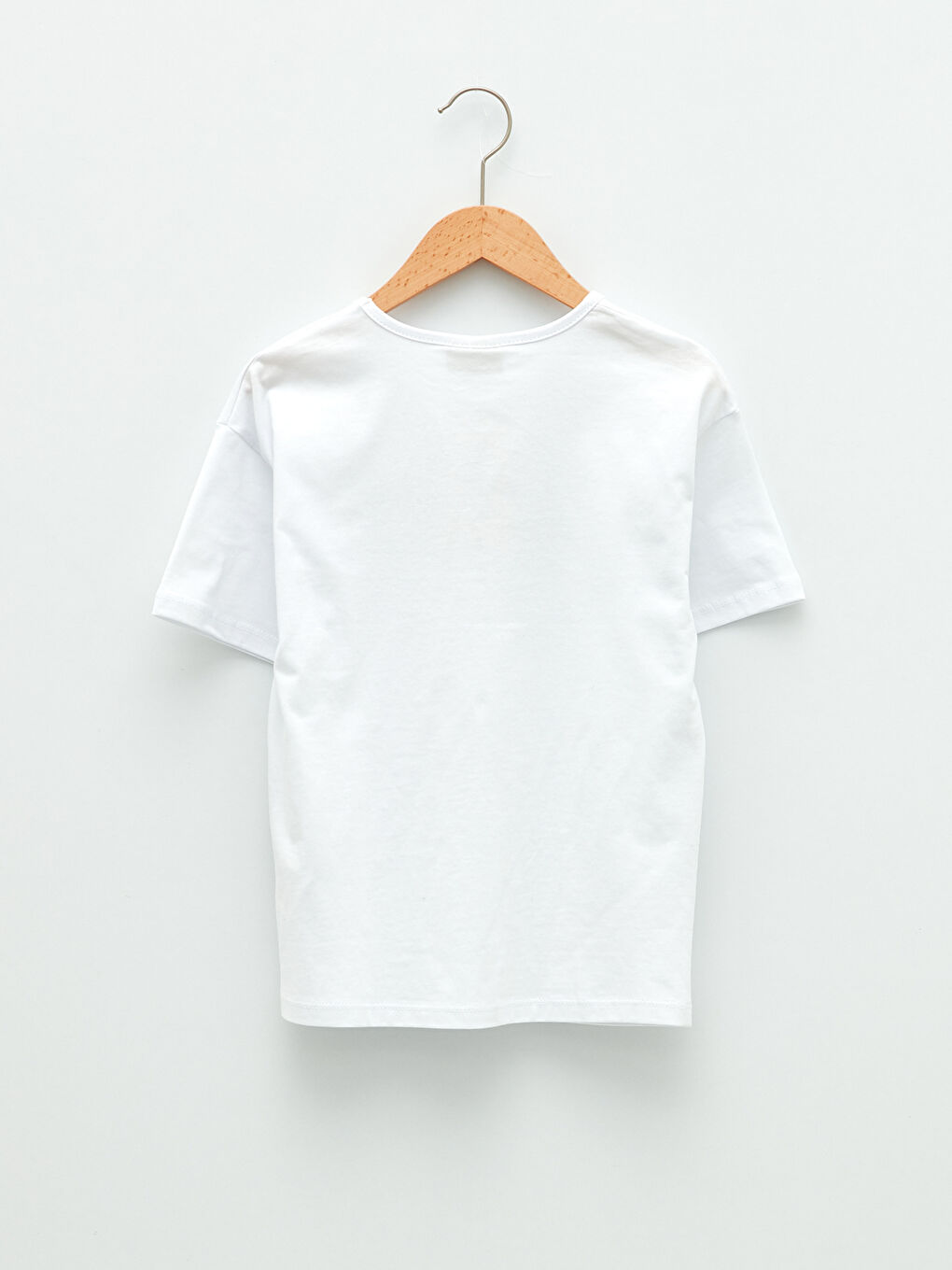 Beyaz Bisiklet Yaka Atatürk İmza Baskılı Kısa Kollu Kız Çocuk Tişört-1