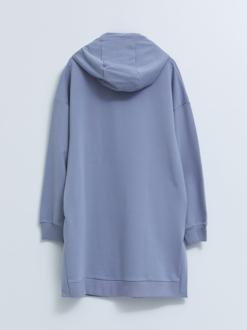 LCW Modest Mavi Kapüşonlu Düz Uzun Kollu Kadın Sweatshirt Tunik - 1