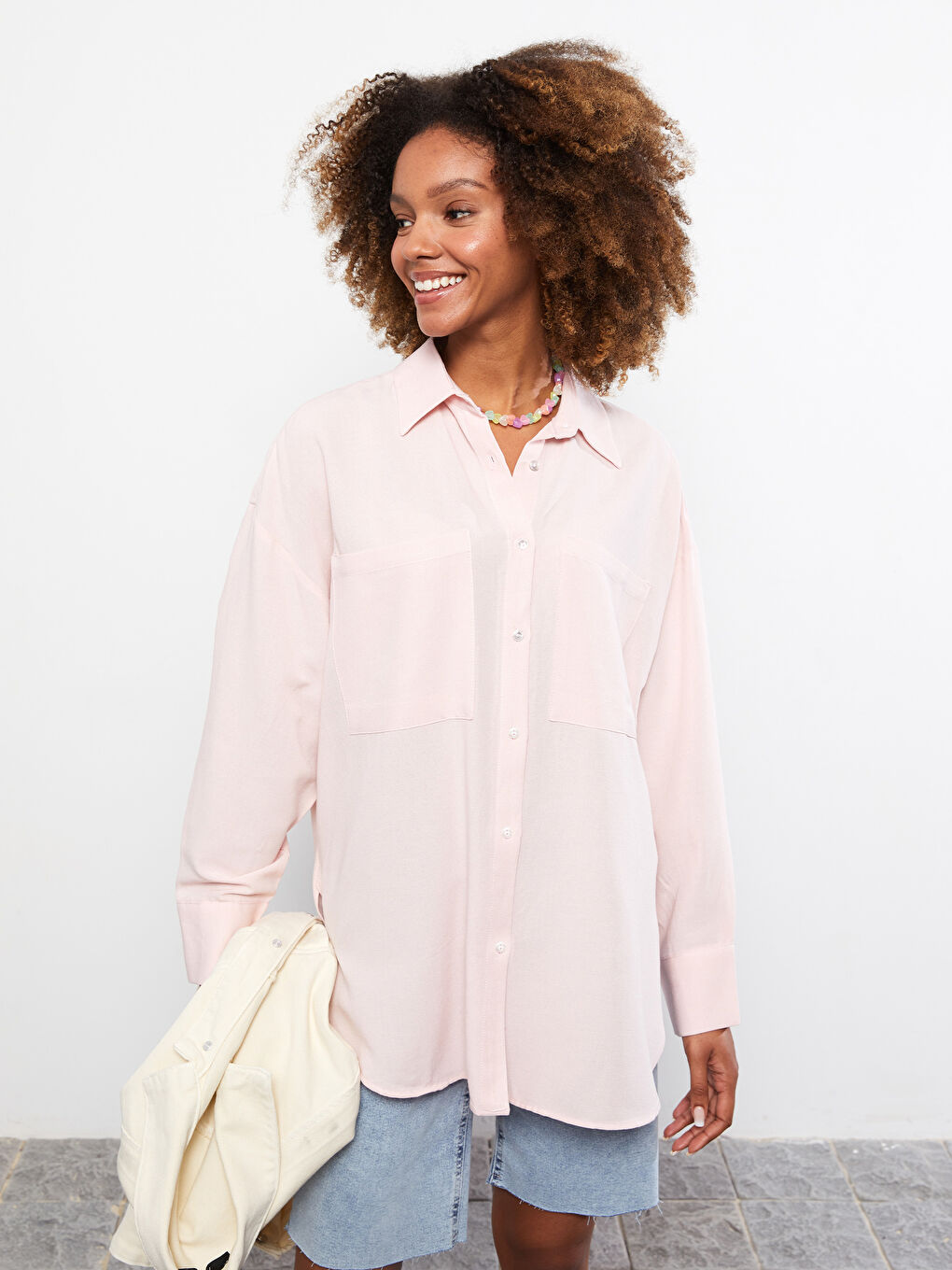 Cămașă cu nasturi Regular Mânecă lungă pentru Femei-3