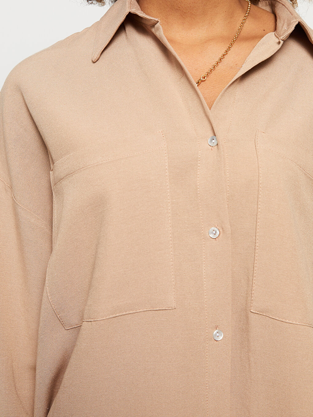 Geknöpftes Reguläres Langarm Damenhemd-3