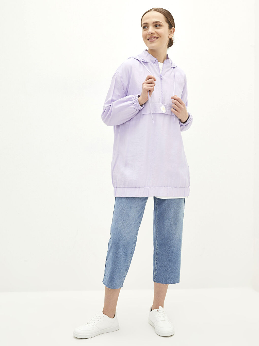 Women's Hooded Printed Long Sleeve Tunic-2