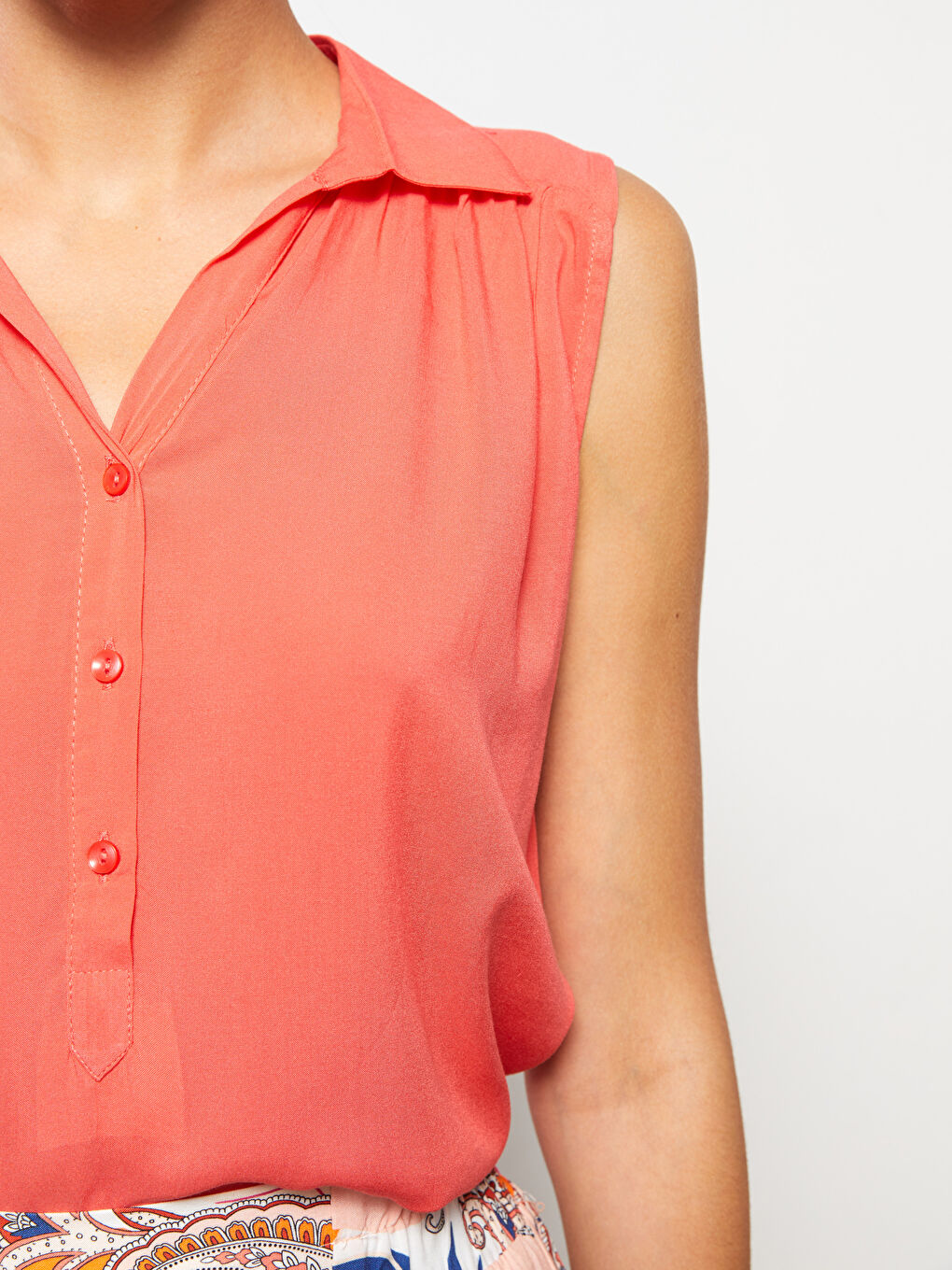 Shirt Collar Plain Sleeveless Crinkle Women's Blouse -S2HM16Z8-H0C