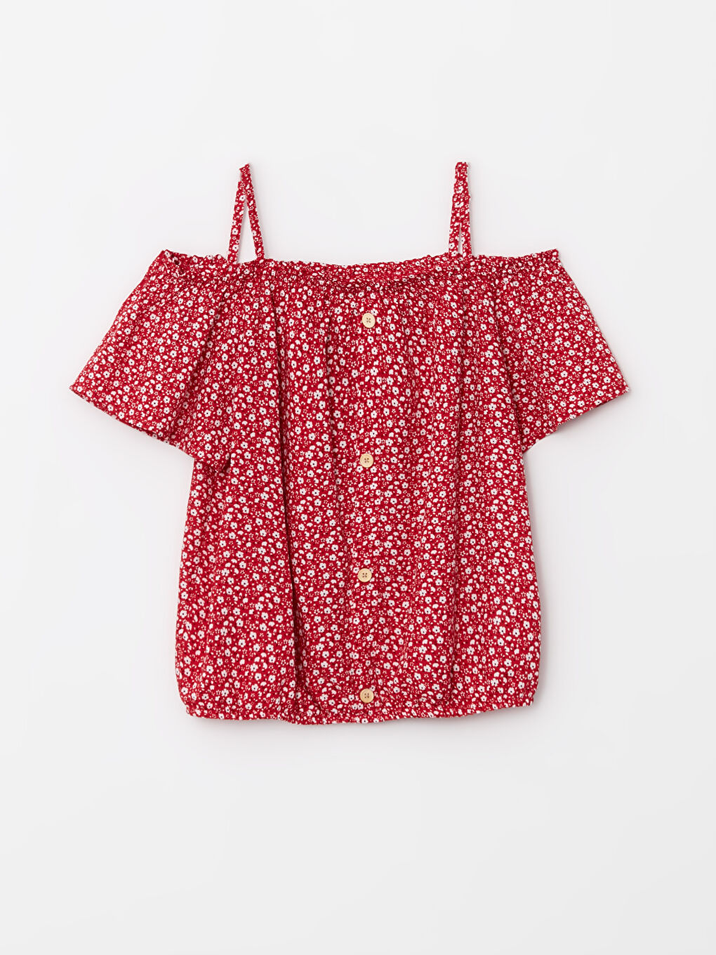 Блузка для девочек с вырезом лодочкой, принтом и короткими рукавами из вискозы