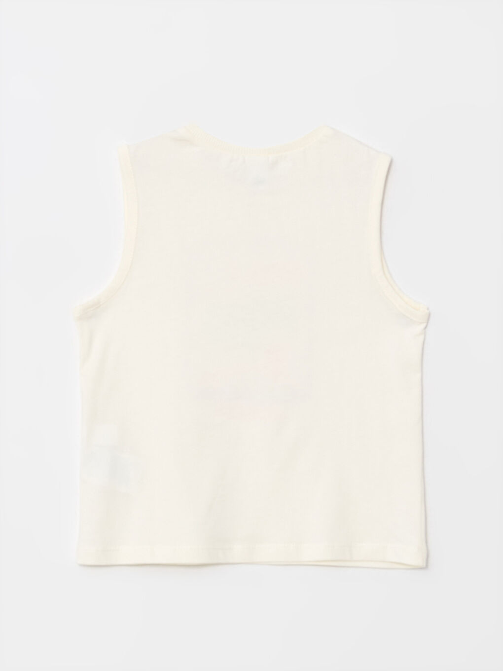 Ekru Bisiklet Yaka Baskılı Pamuklu Erkek Bebek Atlet-1