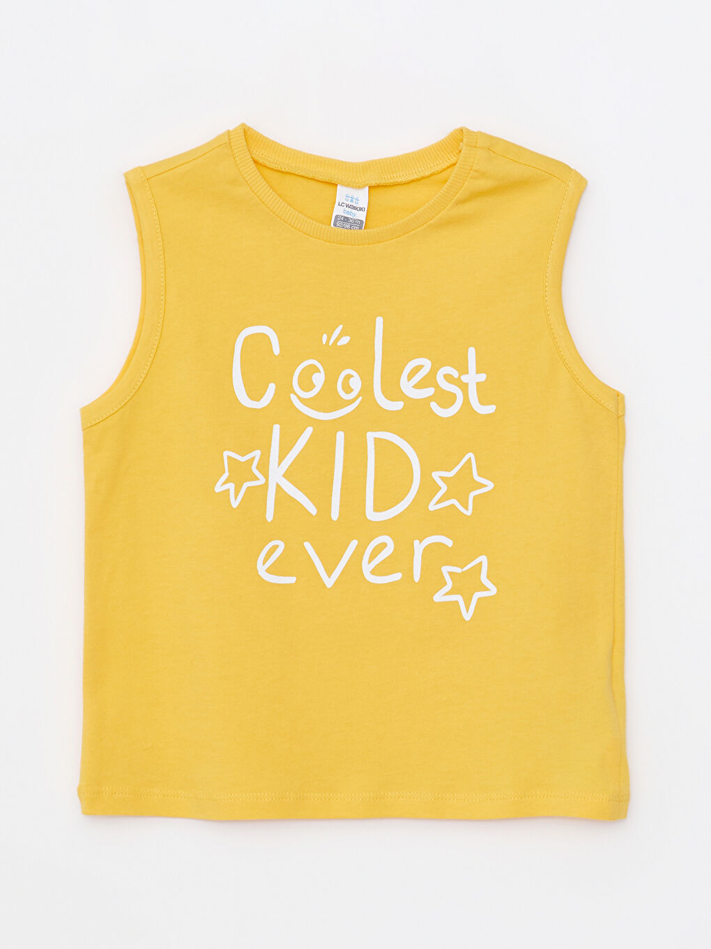 Sarı Bisiklet Yaka Baskılı Pamuklu Erkek Bebek Atlet