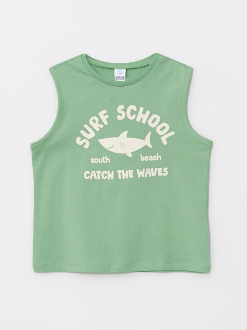 Yeşil Bisiklet Yaka Baskılı Pamuklu Erkek Bebek Atlet-1