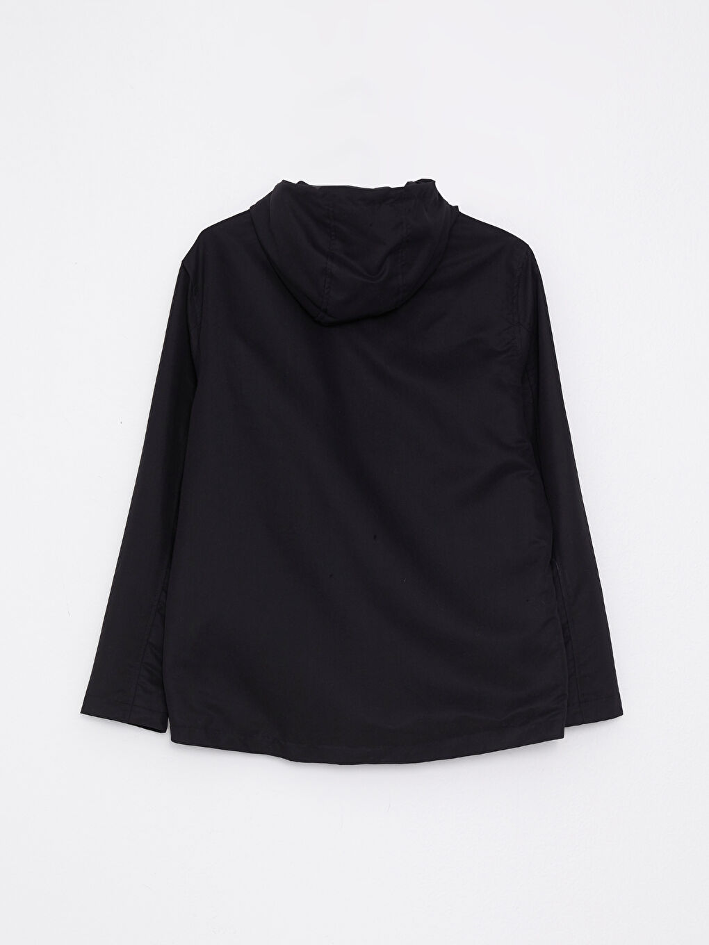 Siyah Standart Kalıp Kapüşonlu Erkek Yağmurluk-7