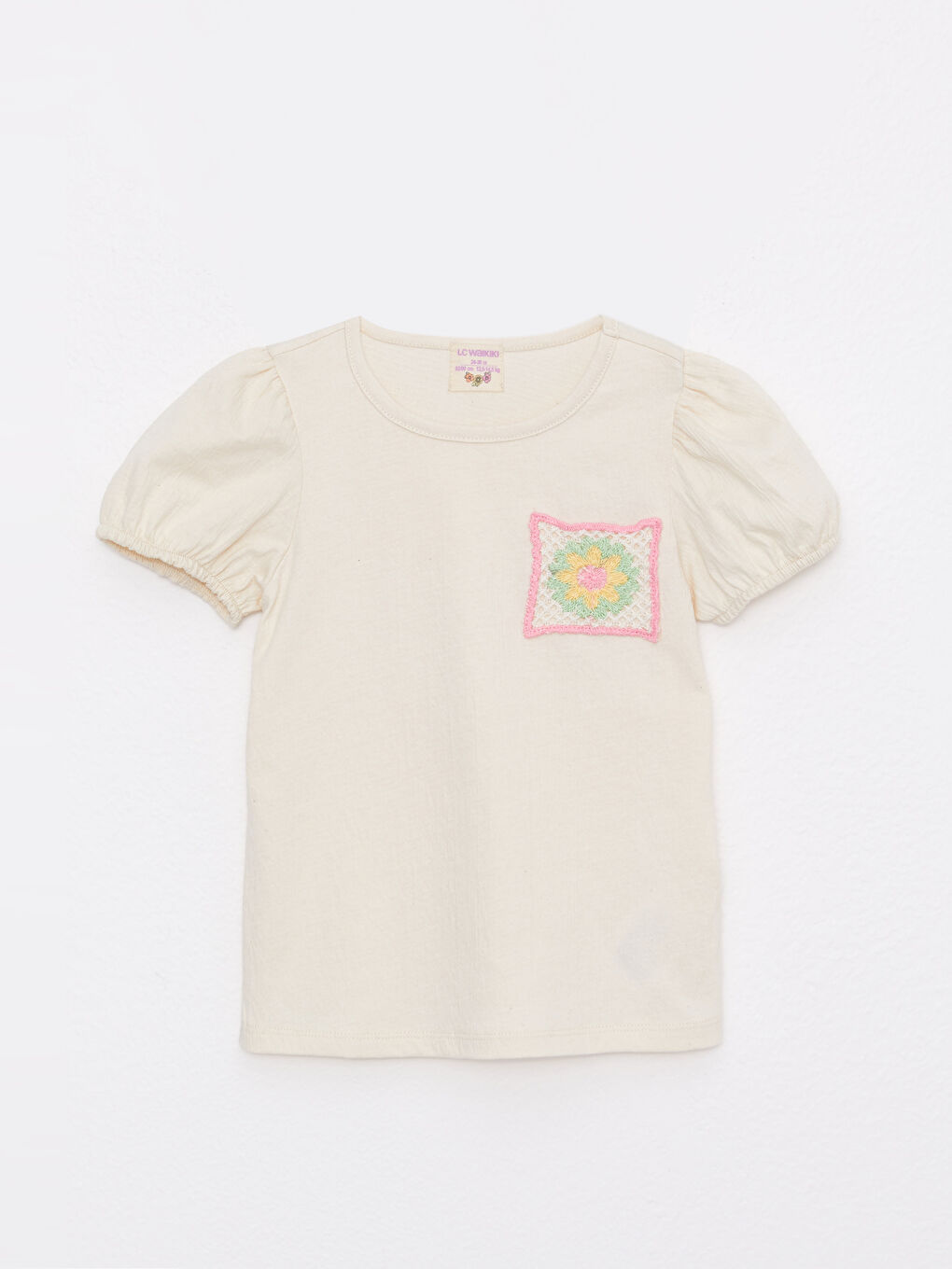 Crew Neck Short Sleeve Embroidery Detailed Baby Girl T-Shirt
