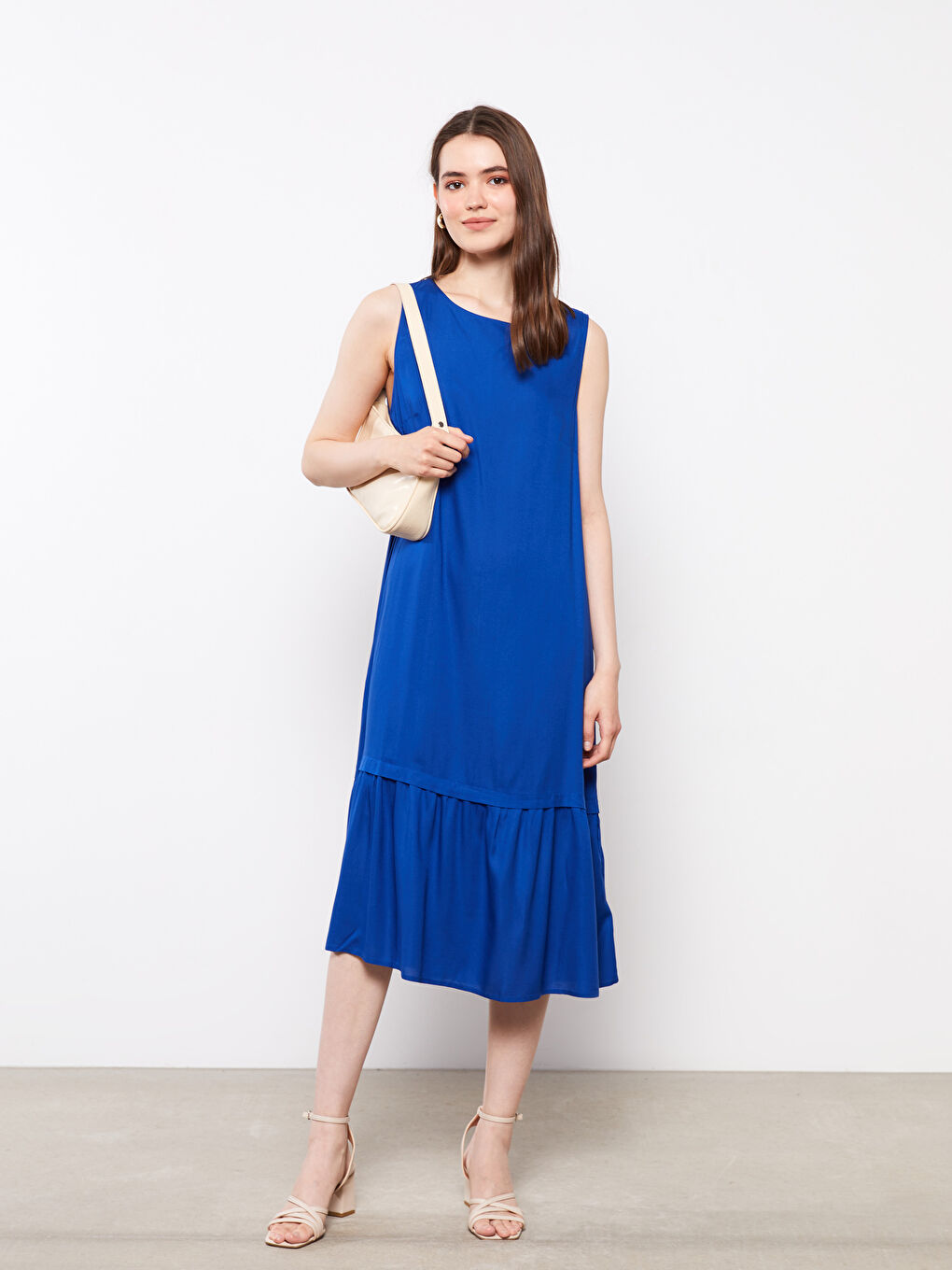 Crew Neck Straight Sleeveless Viscose Women's Dress