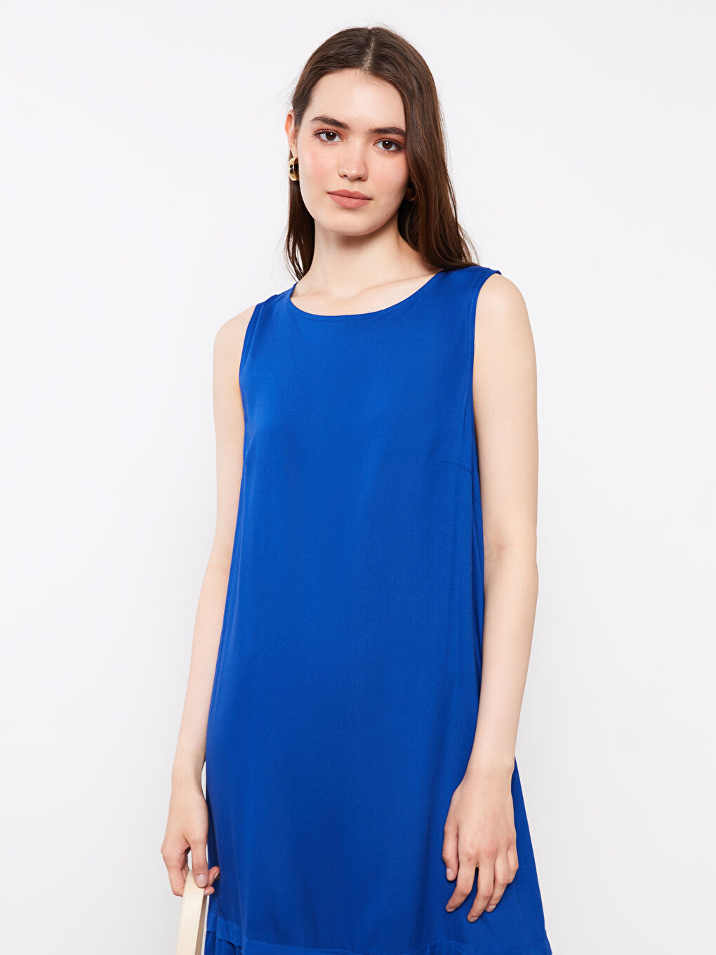 Crew Neck Straight Sleeveless Viscose Women's Dress-1