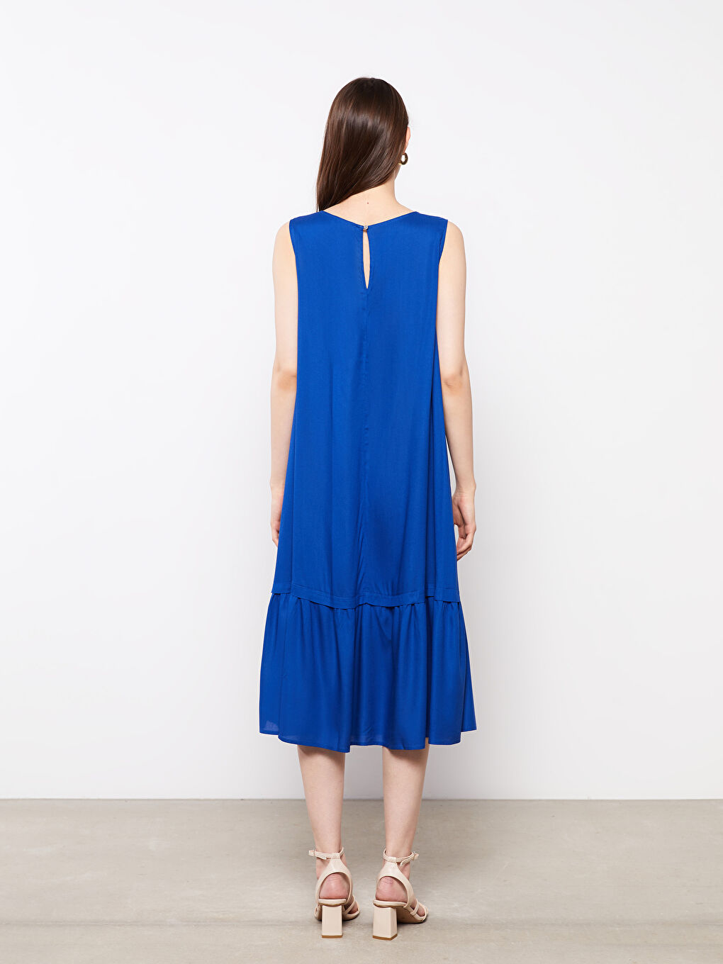 Crew Neck Straight Sleeveless Viscose Women's Dress-3