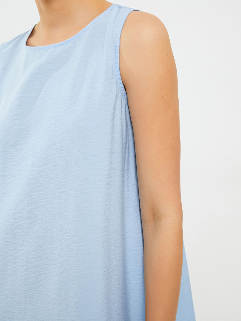 Mavi Kadın Bisiklet Yaka Düz Kolsuz Elbise-3