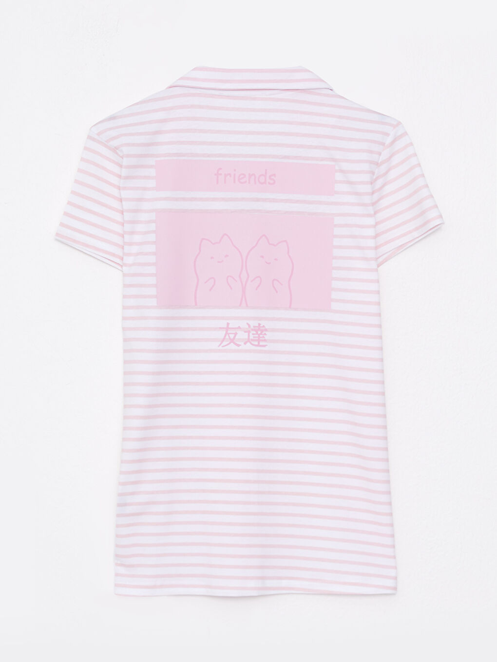 Shirt Collar Striped Short Sleeve Cotton Women's Pajamas Set-7