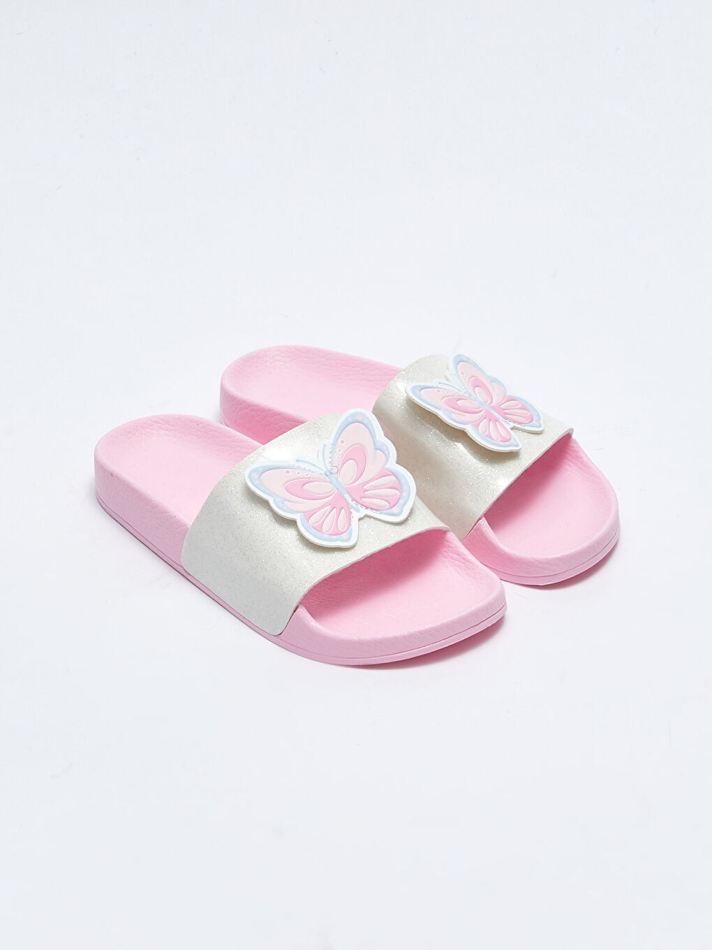 Pembe Patch Detaylı Tek Bantlı Kız Çocuk Terlik