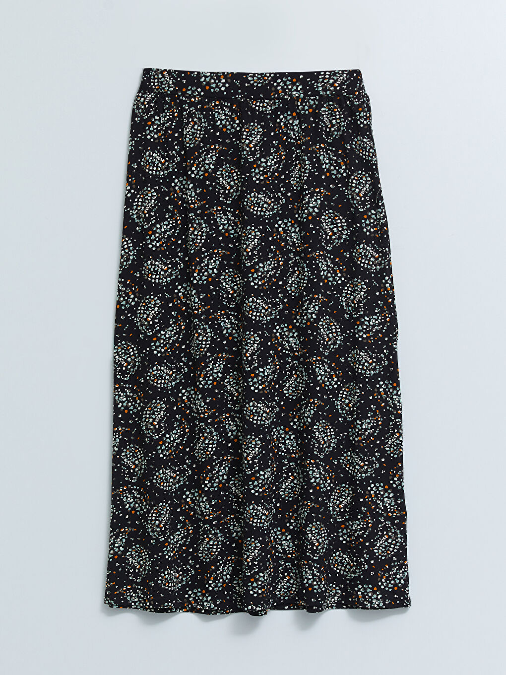 Siyah Beli Lastikli Desenli A Kesim Kadın Etek-5