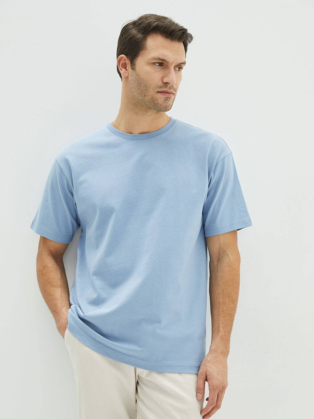 T-shirt Oversize à Col Rond et Manches Courtes en Jersey pour Hommes-1