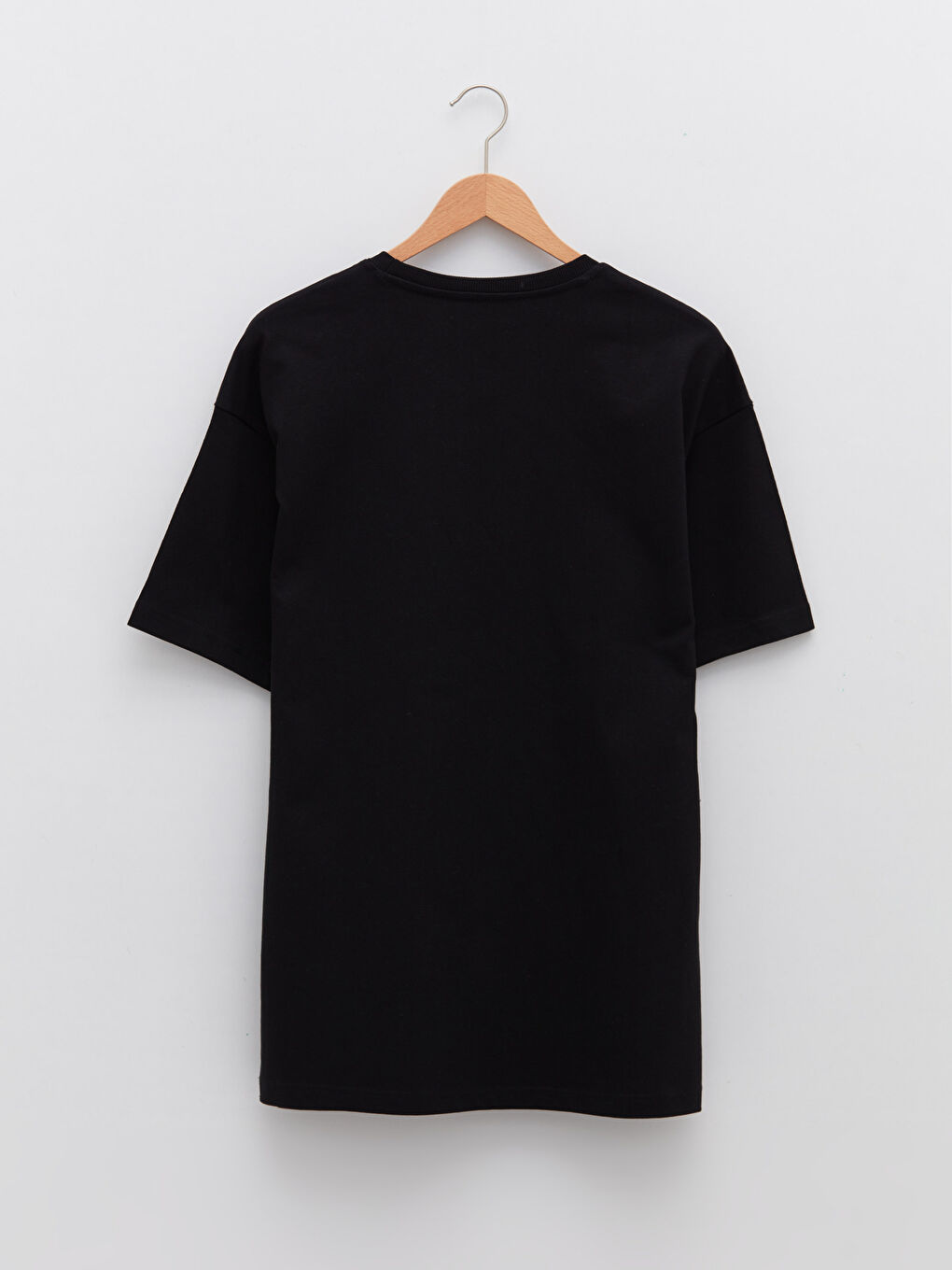 Siyah Oversize Bisiklet Yaka Kısa Kollu Penye Erkek Tişört-6