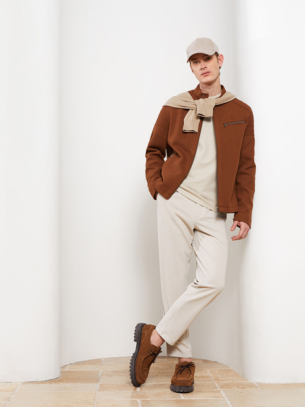 Bej Slim Fit Erkek Pantolon