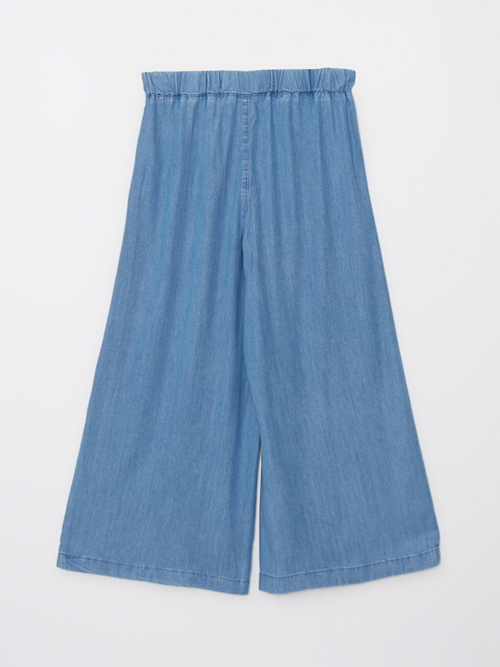 İndigo Beli Lastikli Düz Geniş Paça Kadın Rodeo Jean Pantolon-6